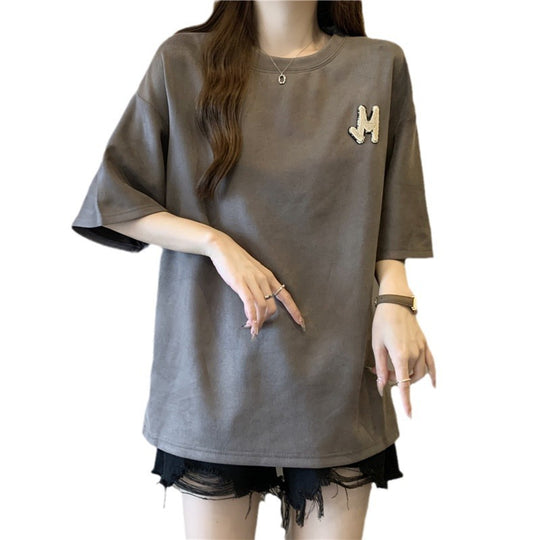 Damen Bequem Übergroße Graphic T-Shirt mit Einzigartigem Logo Heidi-Mode