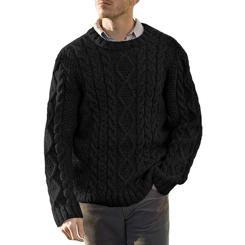 Herren Grobstrickpullover mit klassischem Zopfmuster Heidi-Mode
