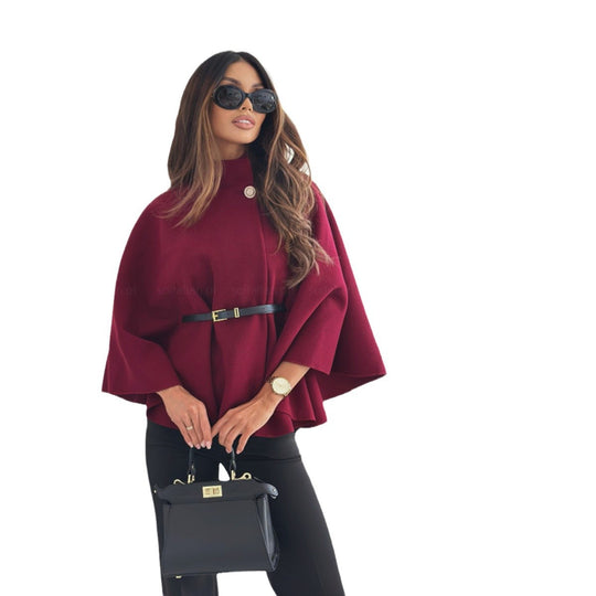 Damen Cape-Jacke mit stylischem Gürtel und eleganter Struktur Heidi-Mode