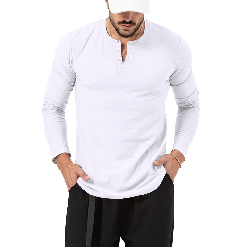 Herren Langarm-Henley-Shirt mit hochwertiger Baumwollmischung und modischen Knopfdetails Heidi-Mode