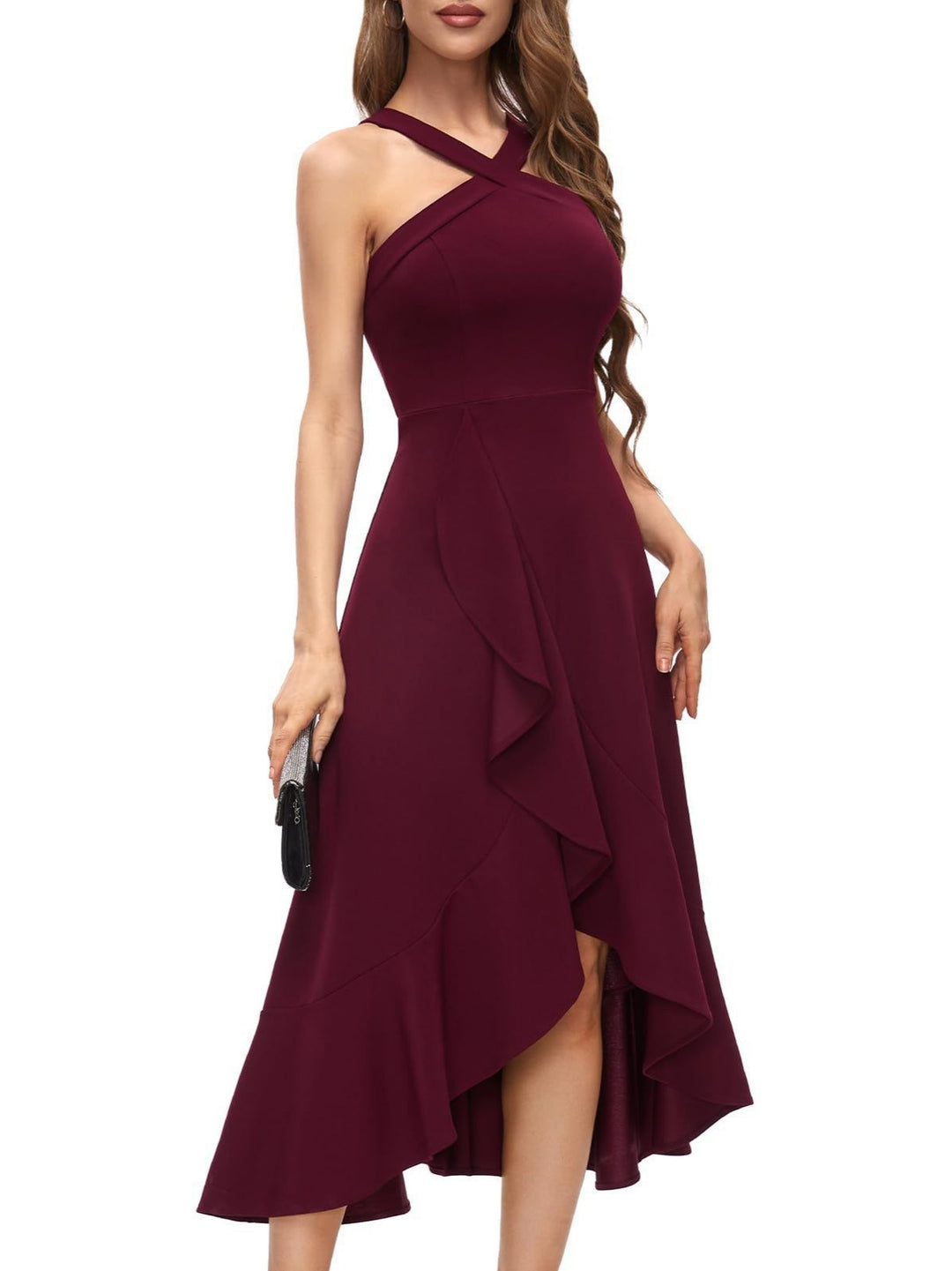 Damen Asymmetrisches Langen Abendkleid mit Drapierung Heidi-Mode