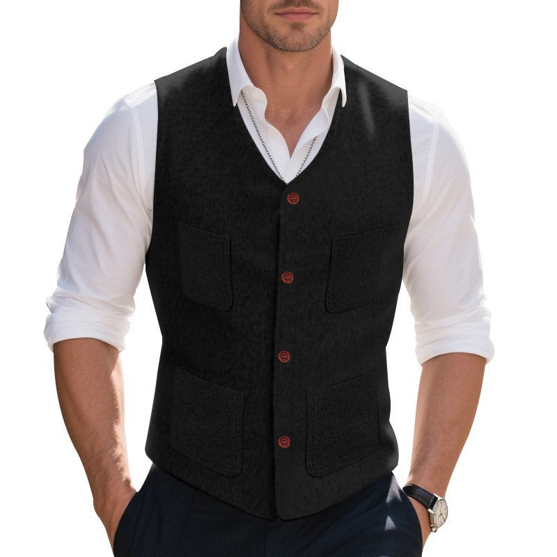 Herren Weste mit funktionalen Taschen und eleganten Knopfdetails Heidi-Mode
