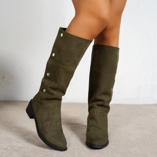 Damen Elegante Stiefel aus weichem Wildleder mit modischen Knopfdetails Heidi-Mode