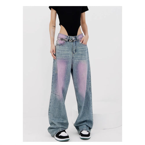 Damen lässige Baggy-Jeans mit farbverlaufendem Design und einem einzigartigen Schnitt Heidi-Mode