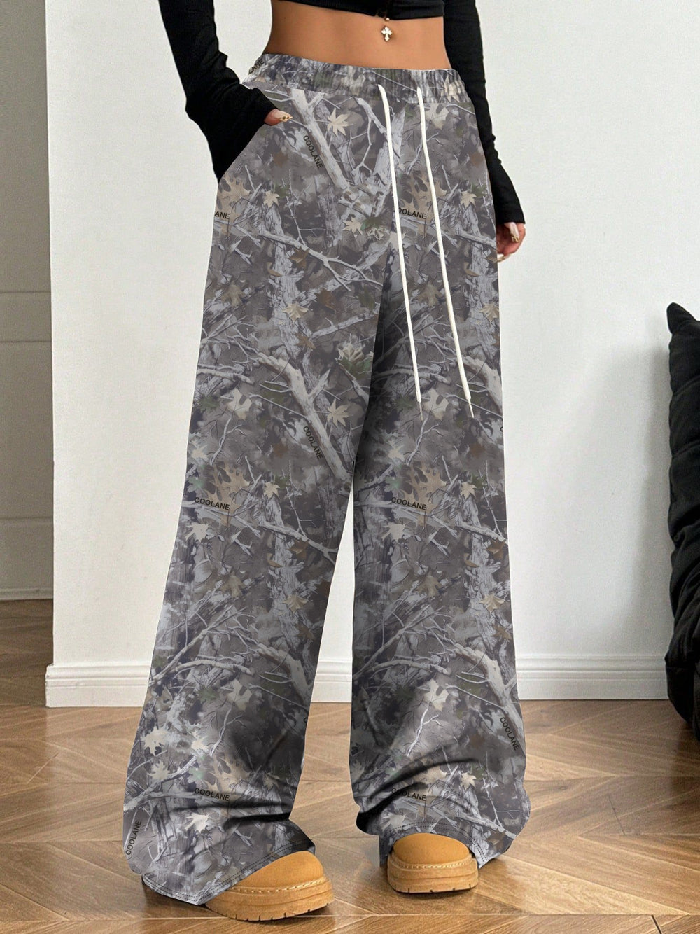 Damen Cargohosen mit hohem Bund und Allover-Muster Heidi-Mode