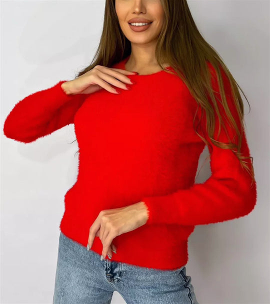 Damen Flauschiger Modischer Pullover Heidi-Mode