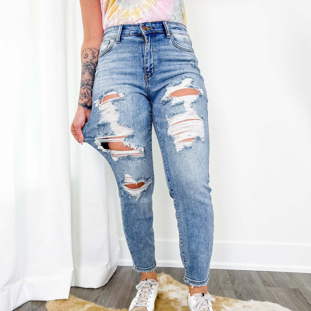Damen Ripped Denim Jeans Heidi-Mode