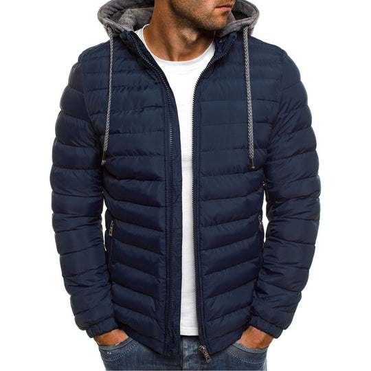 Herren gesteppte Übergangsjacke mit Kapuze und sportlichem Design Heidi-Mode
