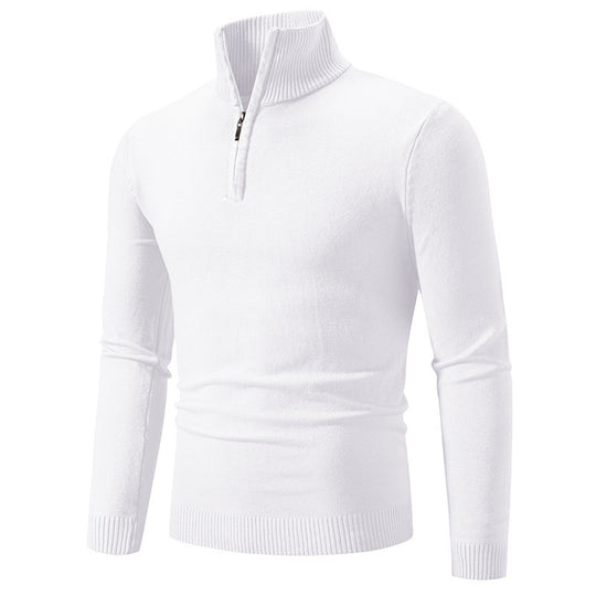 Herren modischer Rollkragenpullover mit Zipper und feiner Strickstruktur Heidi-Mode