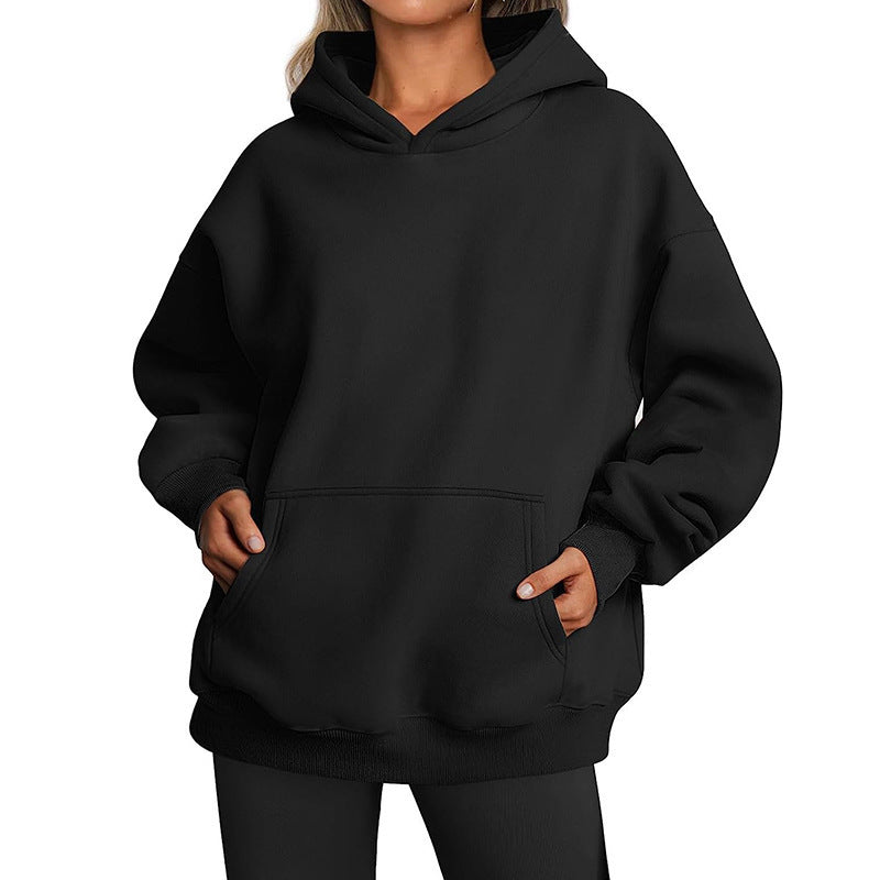 Damen Übergrößen Kapuzenpullover mit praktischen Taschen undlässigem Schnitt Heidi-Mode