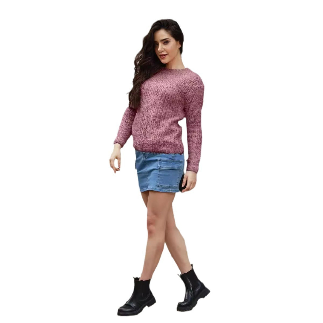Damen Knit Pullover mit strukturiertem Gewebe und lässigem Schnitt Heidi-Mode
