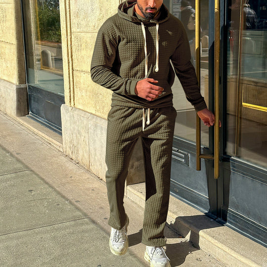 Herren Sportlicher Fleeceanzug mit modernem Strukturdesign und praktischer Kapuze Heidi-Mode