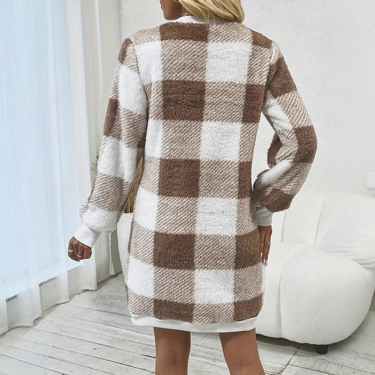 Damen gemütliches V-Pulloverkleid Heidi-Mode