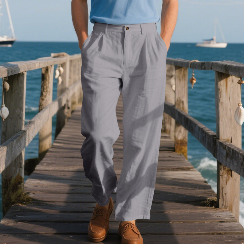Herren elegante Freizeit-Hose mit weichem Stoff und weitem Schnitt Heidi-Mode