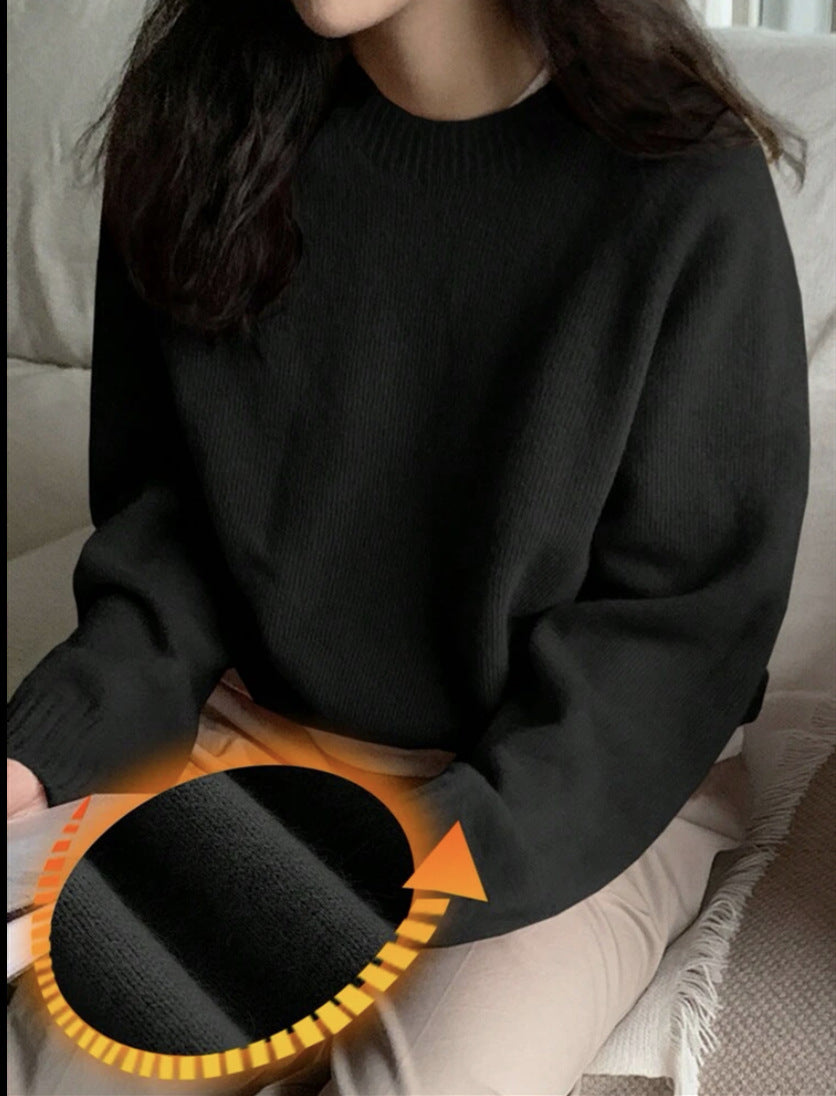 Damen Gemütlicher Rundhals-Pullover aus hochwertigem Stoff Heidi-Mode