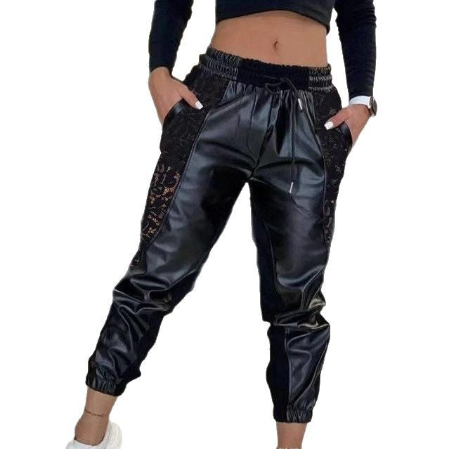 Damen Lässige Jogginghose mit coolen Spitzeinsätzen und elastischem Bund Heidi-Mode