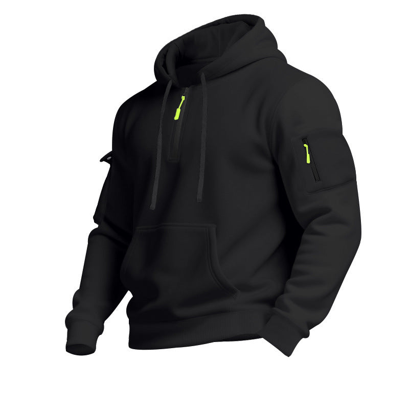 Herren Sportlicher Kapuzenpullover mit Reißverschluss und praktischen Taschen Heidi-Mode