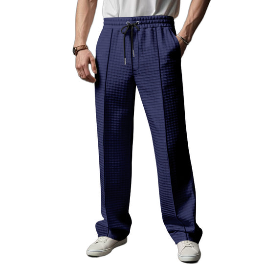 Herren Freizeit- und Sporthose mit dezentem Rautenmuster und elastischem Bund Heidi-Mode