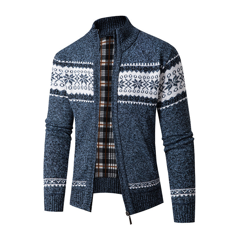 Herren Strickjacke mit hohem Kragen und modernem Zipper Heidi-Mode