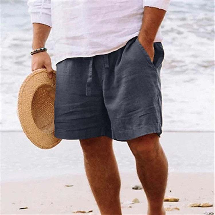 Herren luftige Leinen-Shorts mit elastischem Bund und praktischen Seitentaschen Heidi-Mode