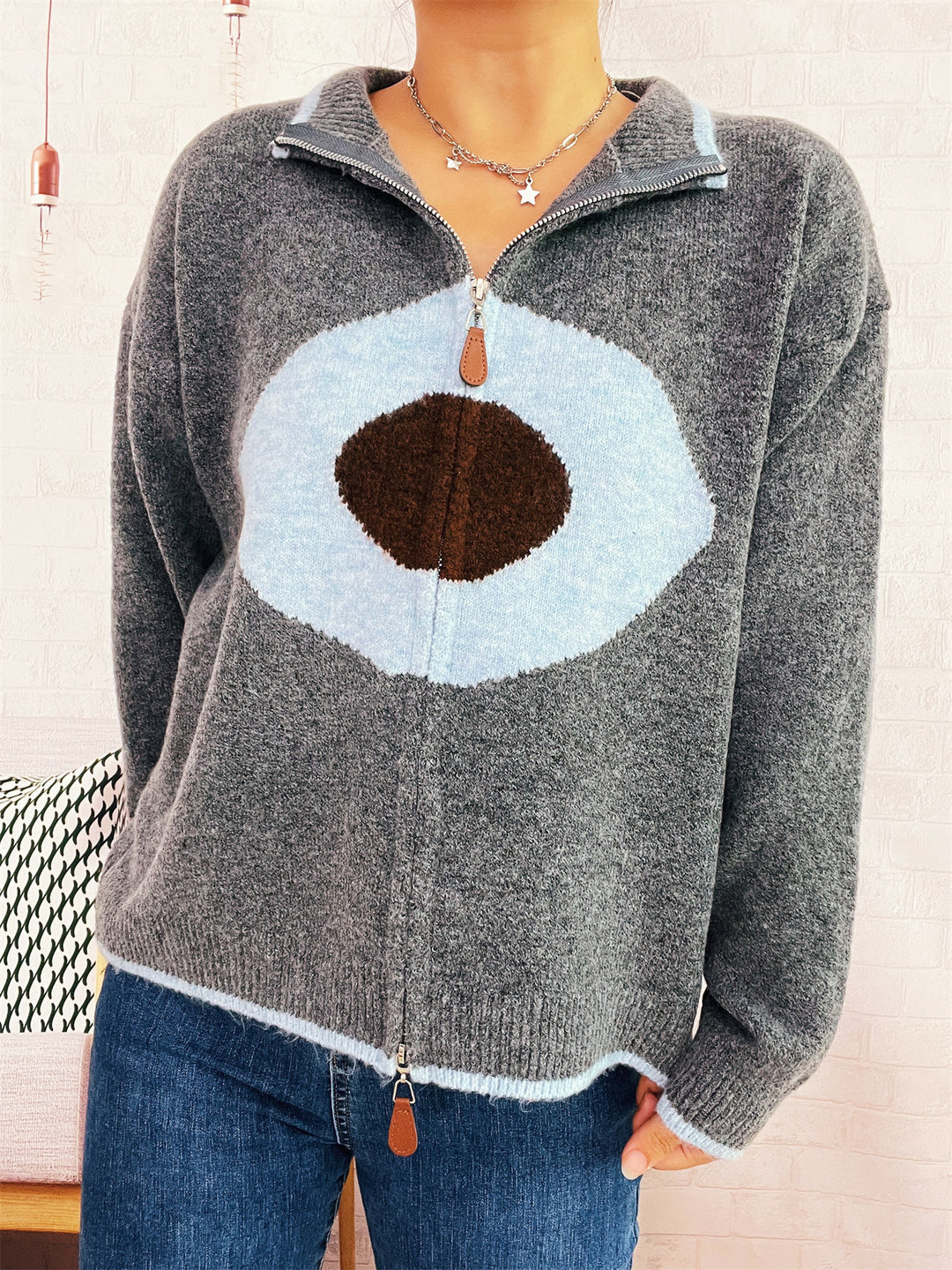Damen kuscheliger Pullover mit auffälligem Design Heidi-Mode
