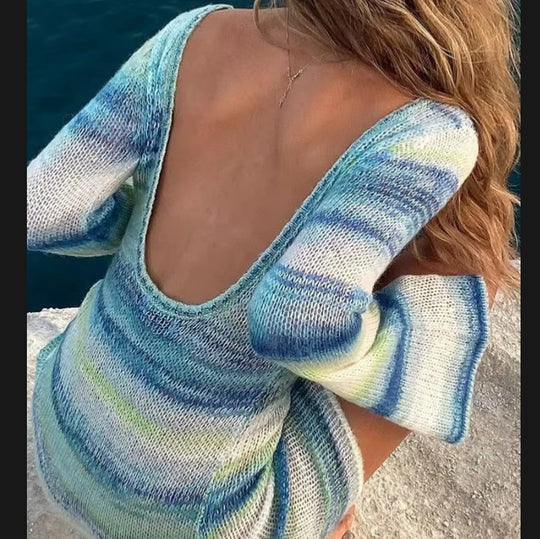 Damen Pulloverkleid mit weitem Schnitt und modernen Rüschendetails Heidi-Mode