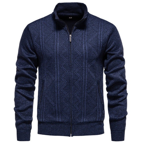 Herren Strickjacke mit hochwertigem Zipper und strukturiertem Design Heidi-Mode