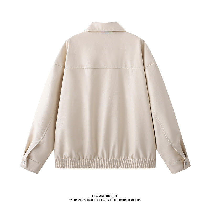 Herren elegante Kunstlederjacke mit elastischem Bund Heidi-Mode