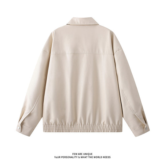 Herren elegante Kunstlederjacke mit elastischem Bund Heidi-Mode