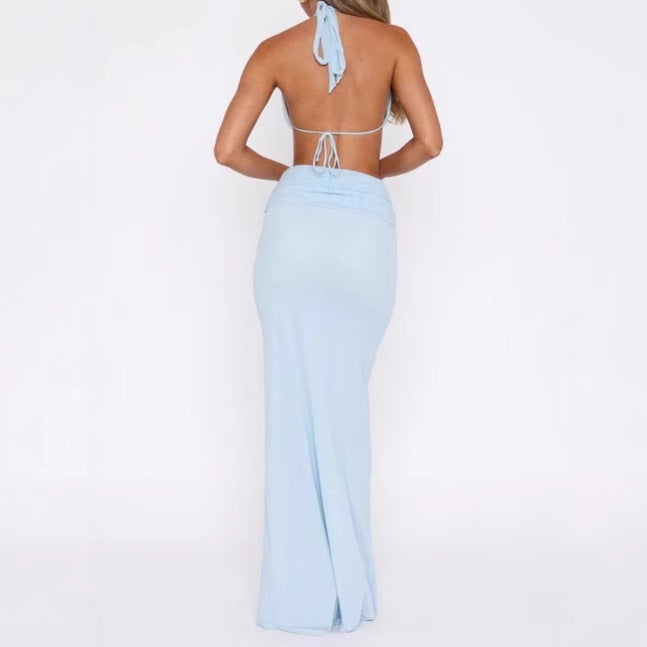 Damen Luxus Maxikleid mit tiefem V-Ausschnitt und aufregenden Cut-Out-Details Heidi-Mode