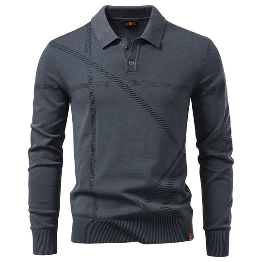 Herren Langarm Poloshirt mit modernem Strukturdesign Heidi-Mode