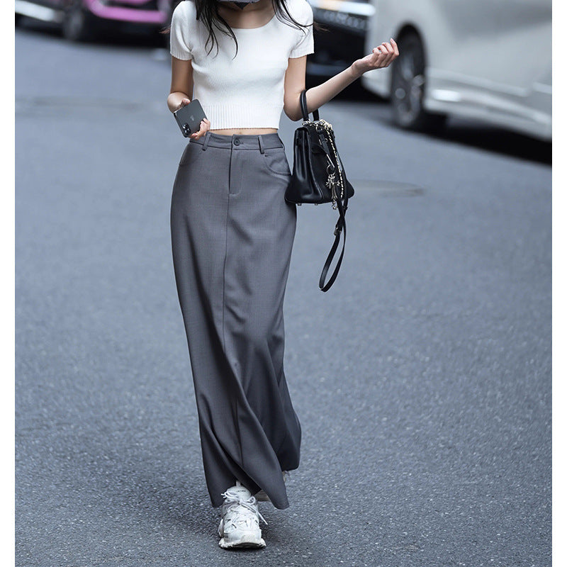 Damen Maxirock mit elegantem Schnitt und praktiischen Taschen Heidi-Mode