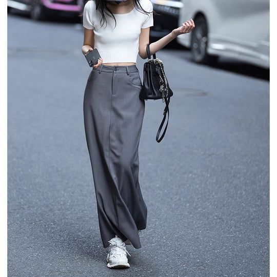 Damen Maxirock mit elegantem Schnitt und praktiischen Taschen Heidi-Mode