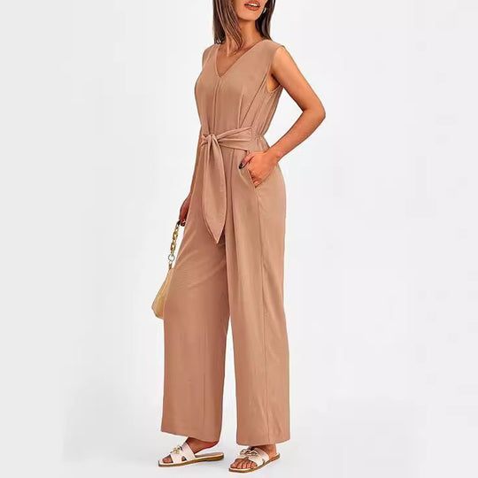 Damen eleganter Jumpsuit mit tailliertem Schnitt und weitem Bein Heidi-Mode