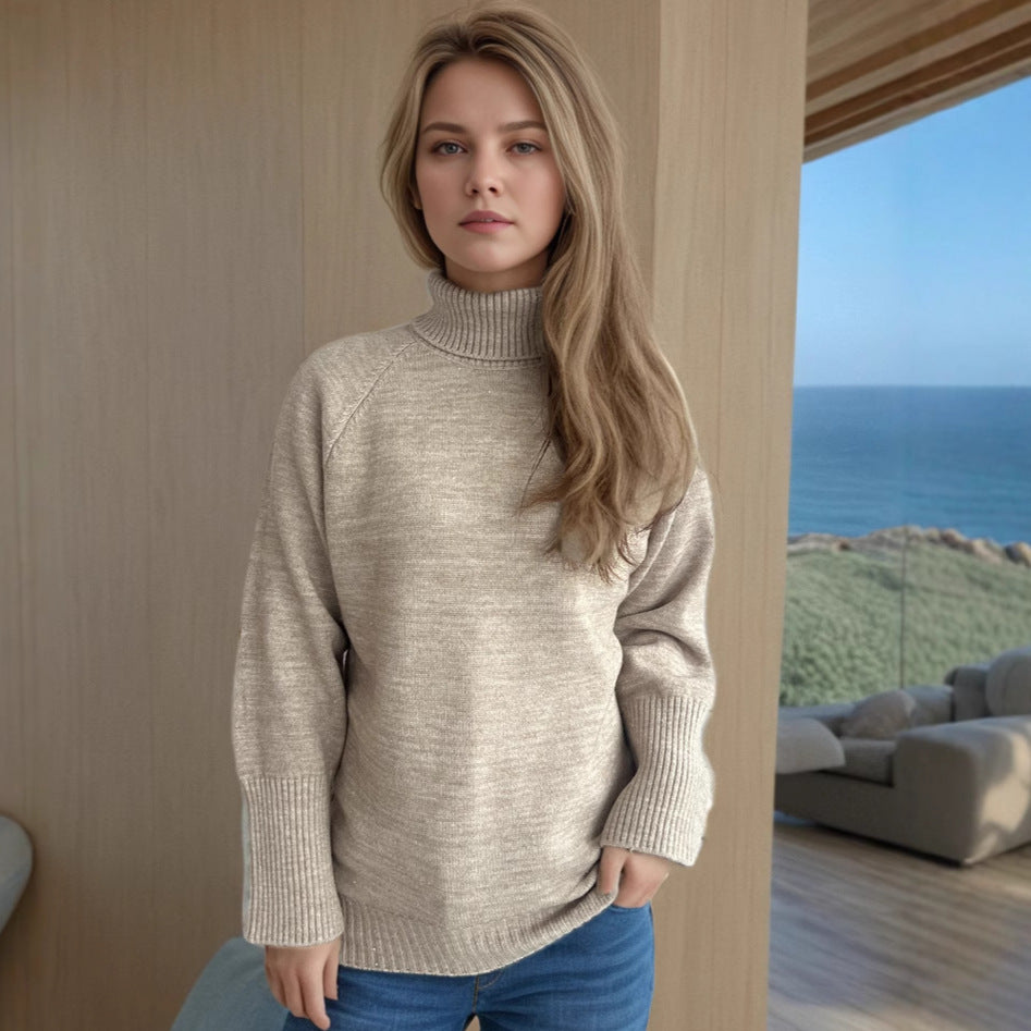 Damen Rollkragenpullover mit strukturiertem Design und Glitzerakzenten Heidi-Mode