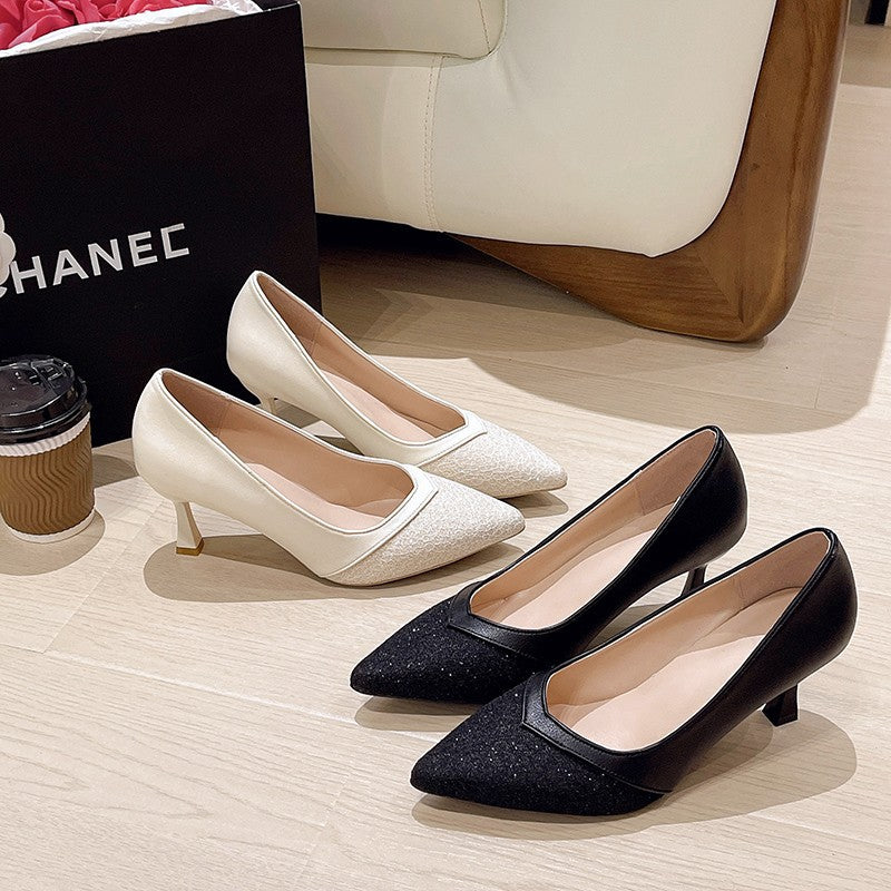 Damen elegante Pumps mit feinem Spitzenbesatz Heidi-Mode