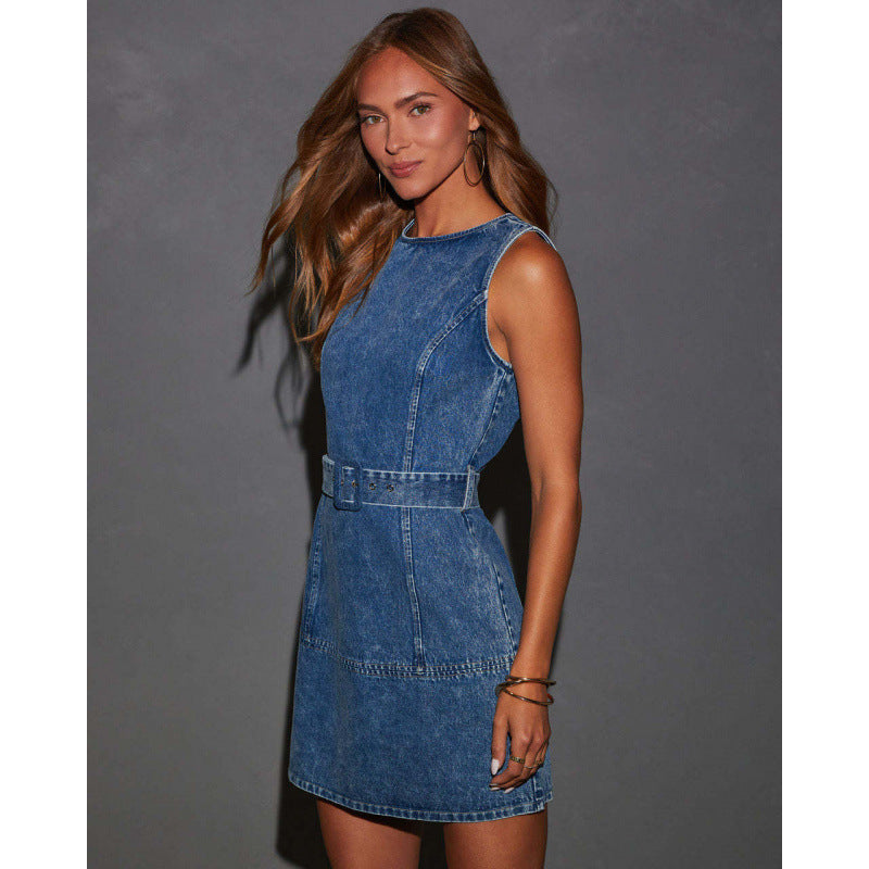 Damen Jeanskleid mit tailliertem Schnitt Heidi-Mode