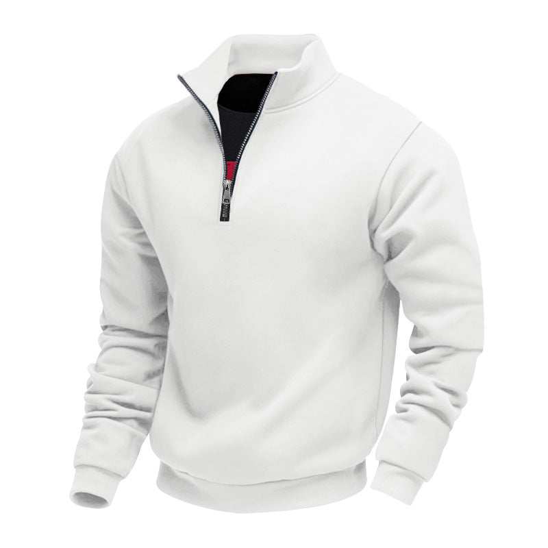 Herren sportlicher Sweatshirt mit modernem Stehkragen und Reißverschluss Heidi-Mode