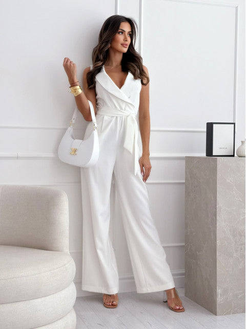 Damen Jumpsuit mit tailliertem Schnitt und Wickeldesign Heidi-Mode
