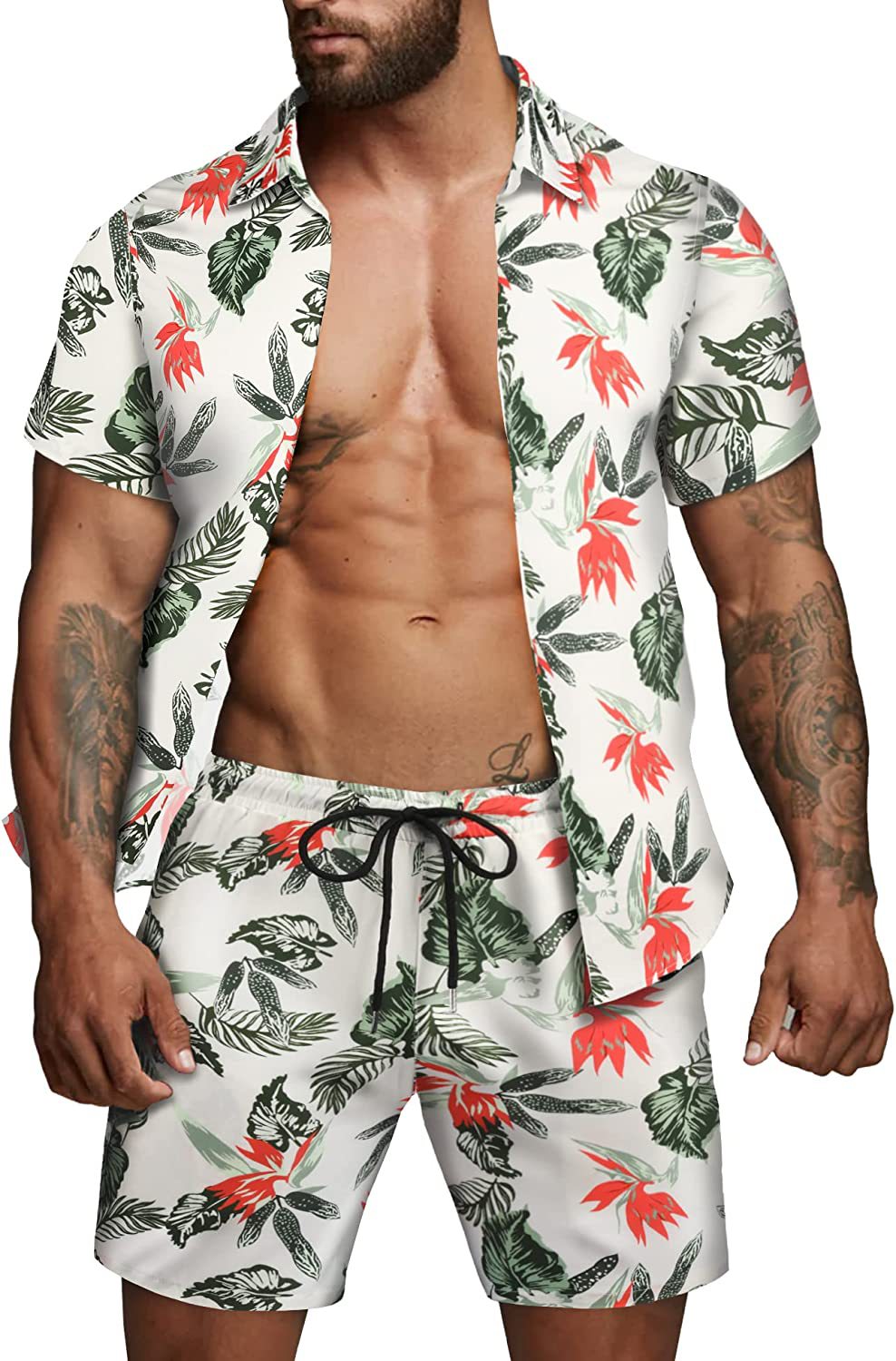 Herren kurzärmliges Hemd und Badeshorts Set Heidi-Mode