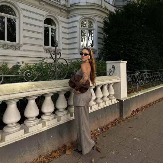 Damen Hosen mit weitem Bein und hoher Taille Heidi-Mode