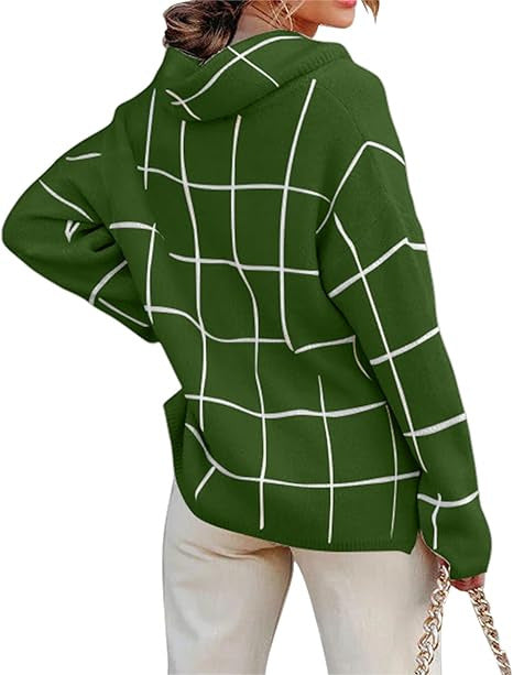 Damen Kariertes Hoodie mit Taschen und lässigem Schnitt Heidi-Mode
