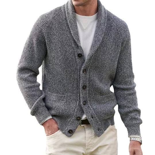 Herren Strickjacke mit trendigem Grobstrickmuster und praktischen Taschen Heidi-Mode