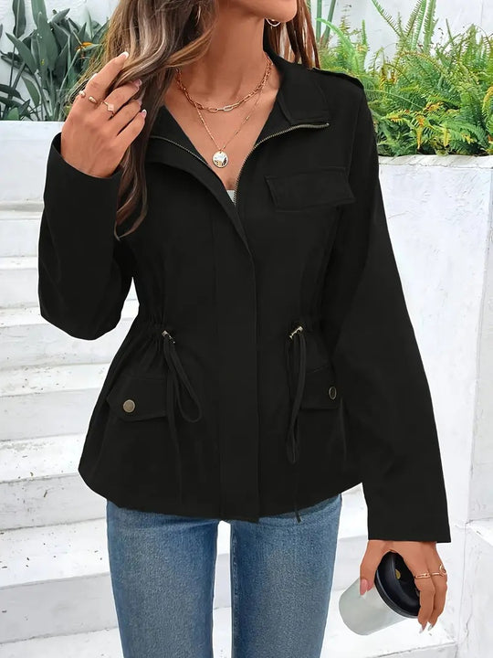 Damen Übergangsjacke mit verstellbarem Taillenzug und praktischen Taschen Heidi-Mode