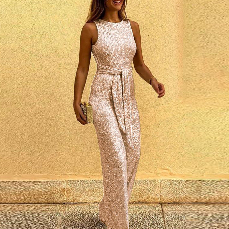 Damen Glitzerndes Abendkleid mit elegantem Taillengürtel Heidi-Mode