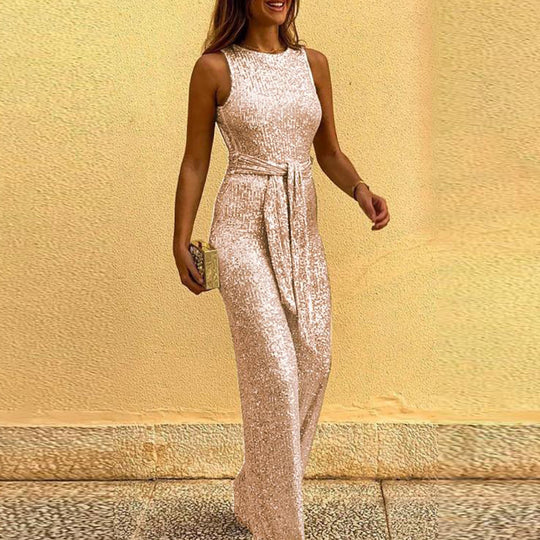 Damen Glitzerndes Abendkleid mit elegantem Taillengürtel Heidi-Mode
