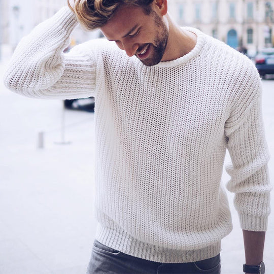 Herren lässiger Strickpullover mit modernen Strukturen Heidi-Mode
