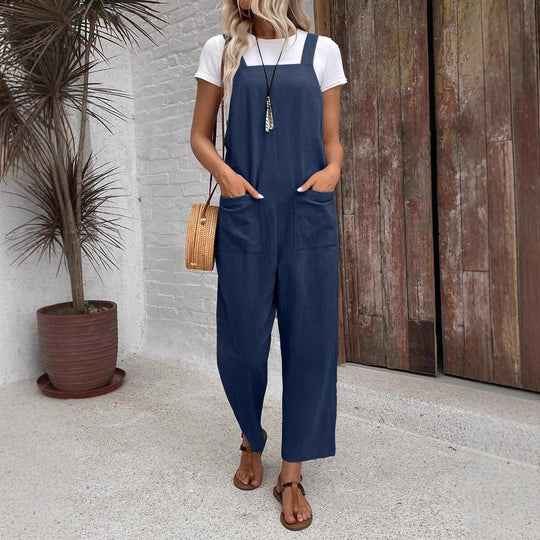 Damen Modische Latzhose mit weit geschnittenem Bein und praktischen Taschen Heidi-Mode