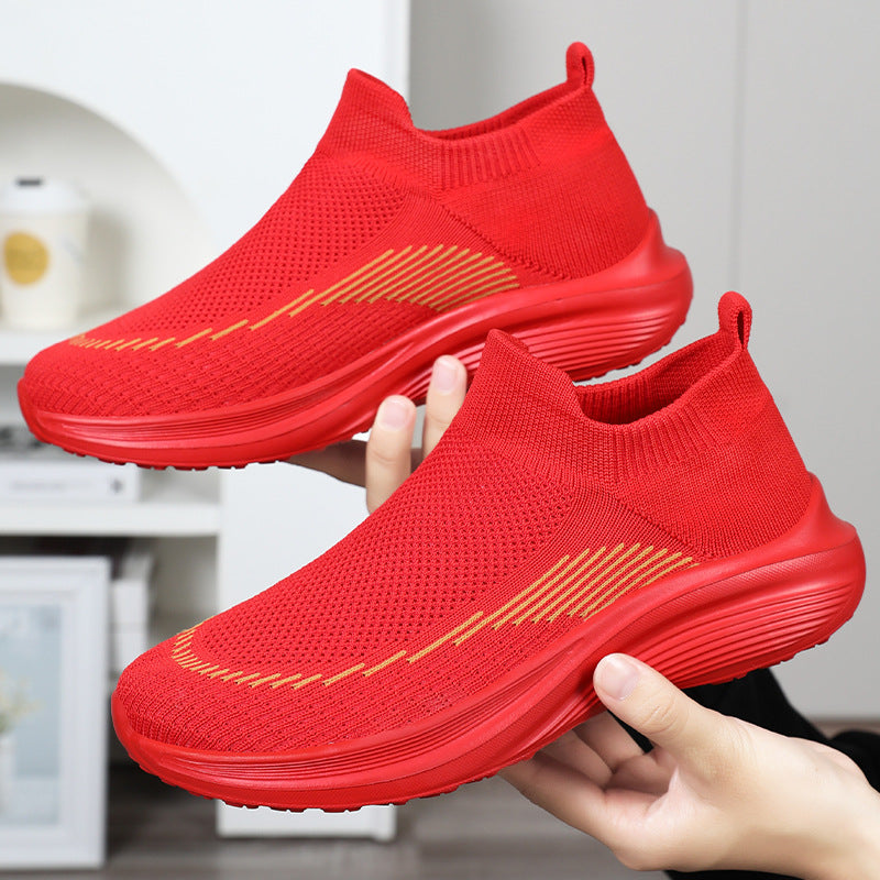 Damen Atmungsaktive Strick-Sneakers mit elastischer Anziehhilfe Heidi-Mode
