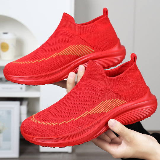 Damen Atmungsaktive Strick-Sneakers mit elastischer Anziehhilfe Heidi-Mode